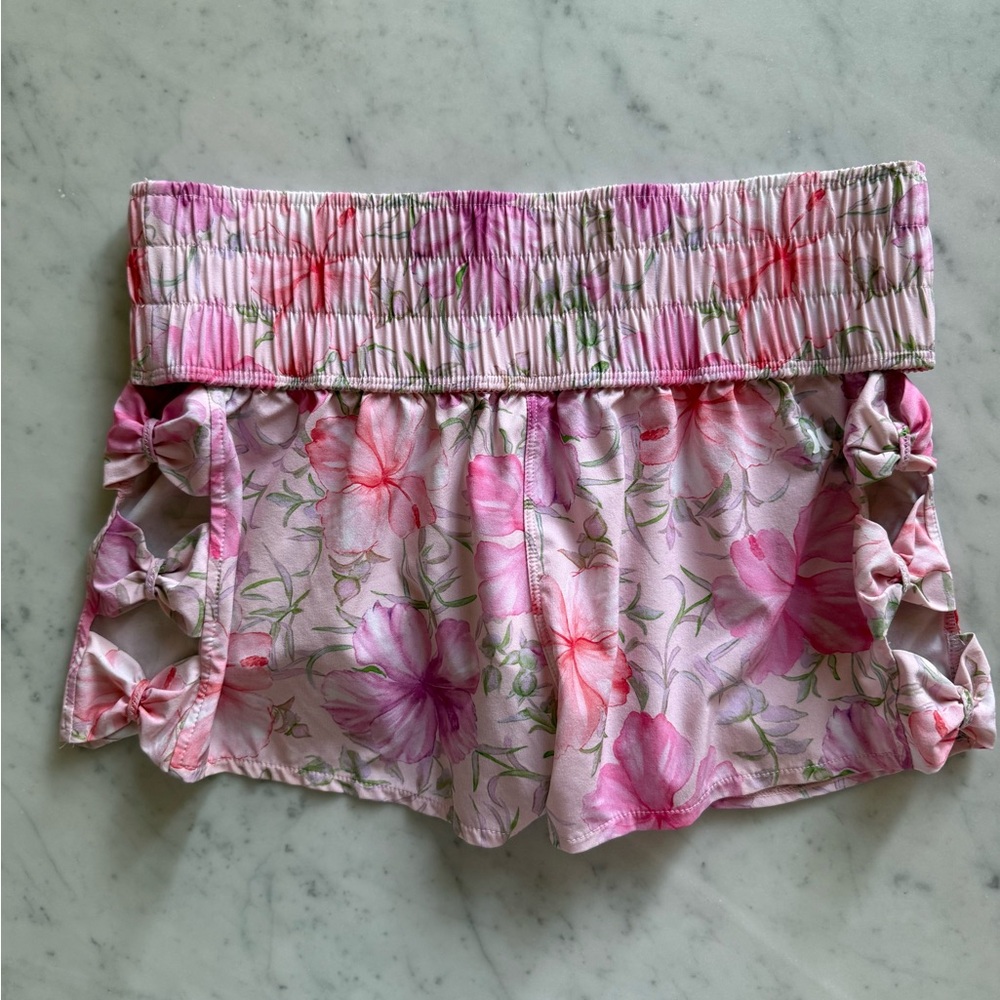 Gently worn LoveShackFancy x Hurley High Waist Aqua Shorts in Size S
